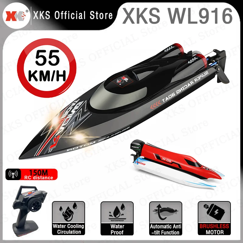 

Wltoys XKS WL916 WL915-A WL912-A RC Boat 55Km/H High Speed 2.4G Remote Control Boat Brushless RC Speedboat Pvc Boat Toys for Boy