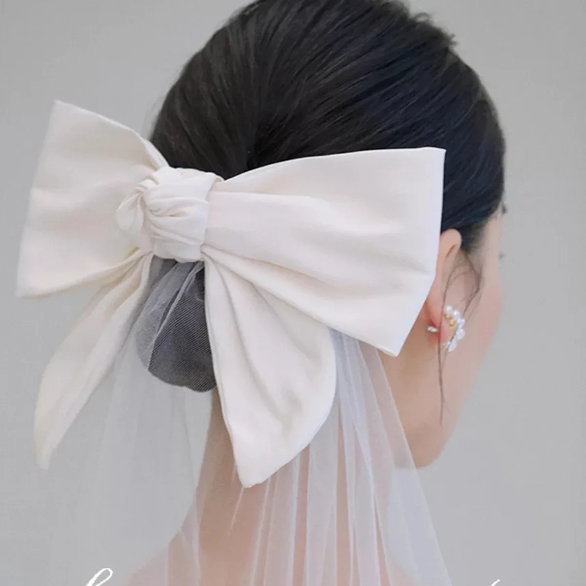 

Hairpin Fashion Korea Elegant Long Hairpin Large Ribbon Hair Clip For Girls Satin Hairpin Headdress Bridal Wedding Hair