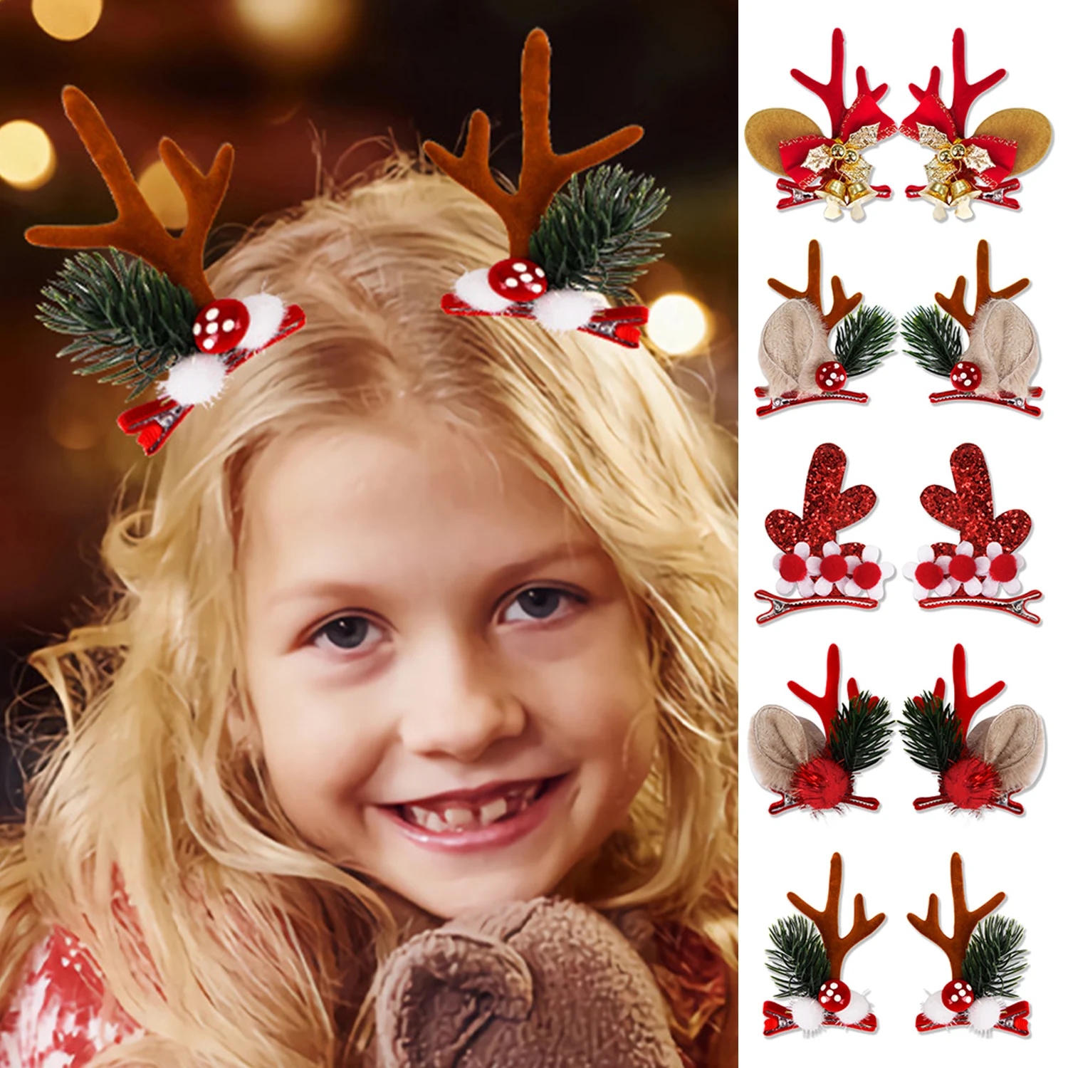 

Christmas Hairpin Cartoon Santa Snowman Elk Antlers Side Bangs Barrettes Hair Bun Headdress For Women Girl Festival Hairclips