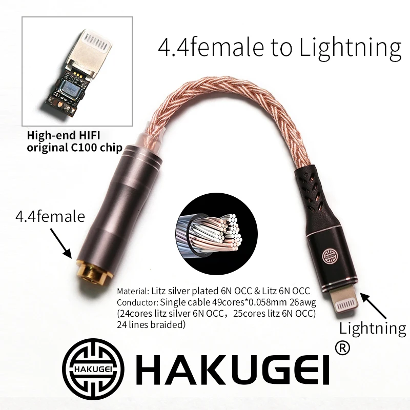 HAKUGEI Frey DAC Cable Adapter & cable convert. hifi Light-ning To 3.5mm Female. TYPE C To 4.4mm female TYPE C to 2.5 female
HAKUGEI Frey DAC Cable Adapter & cable convert. hifi Light-ning To 3.5mm Female. TYPE C To 4.4mm female TYPE C to 2.5 female