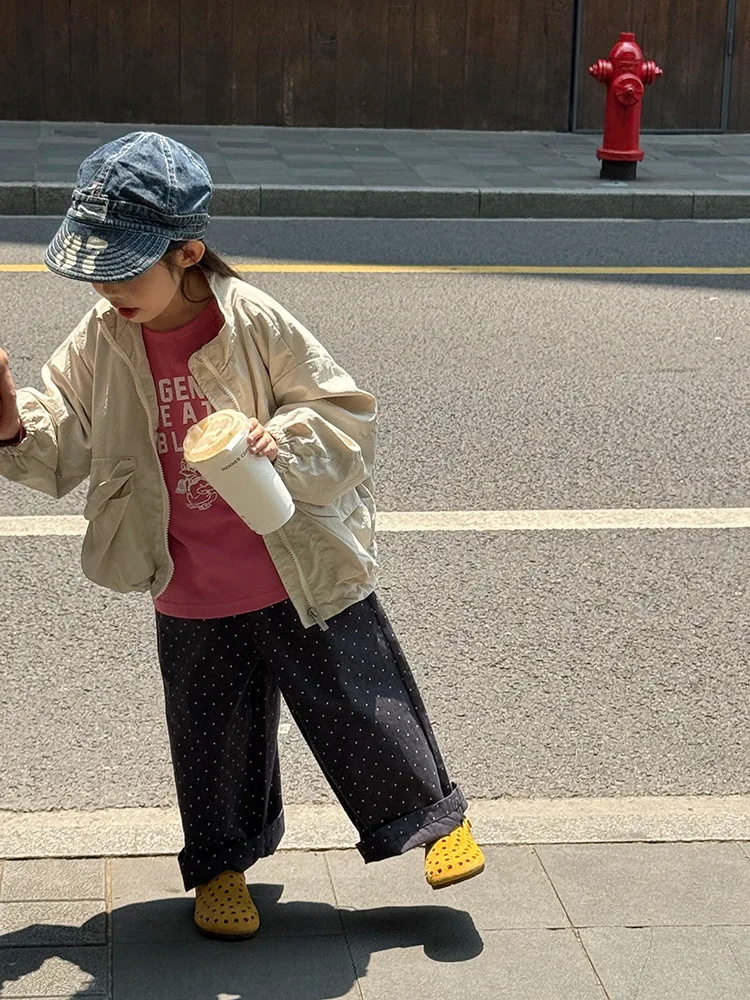 2025 Autumn New Children Loose Trousers Cotton Girls Polka Dot Casual Pants Boys Harem Pants Kids Straight Pants Baby Clothes 20 S5c023f159e5047e0a81bba3db76688c1y