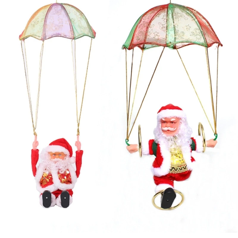 

Electric Music Parachute Toy Santa Clause Tumbling Ornament Creative Ceiling Hanging Decor Christmas Decoration Gift