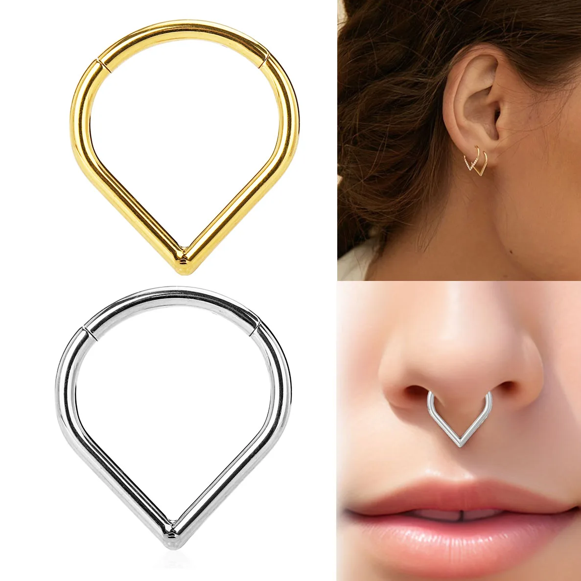 G23 Nose Septum Ring Teardrop Hoop Ring Hinged Clicker Tragus Daith Earring Septum Piercing Jewelry for Women
G23 Nose Septum Ring Teardrop Hoop Ring Hinged Clicker Tragus Daith Earring Septum Piercing Jewelry for Women
