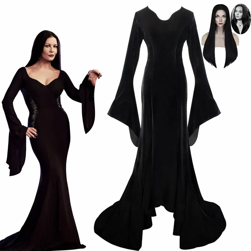 Женский семейный костюм Morticia Wig Adams, облегающее женское вечернее платье, сексуальное черное карнавальное платье на Хэллоуин
Женский семейный костюм Morticia Wig Adams, облегающее женское вечернее платье, сексуальное черное карнавальное платье на Хэллоуин