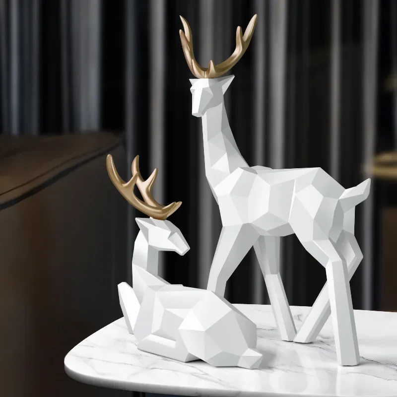 

Deers Statues Resin Deer Sculpture Nordic Deer Figurines Art Statue Home Living Room Decoration Decor Modern Ornament Decorative