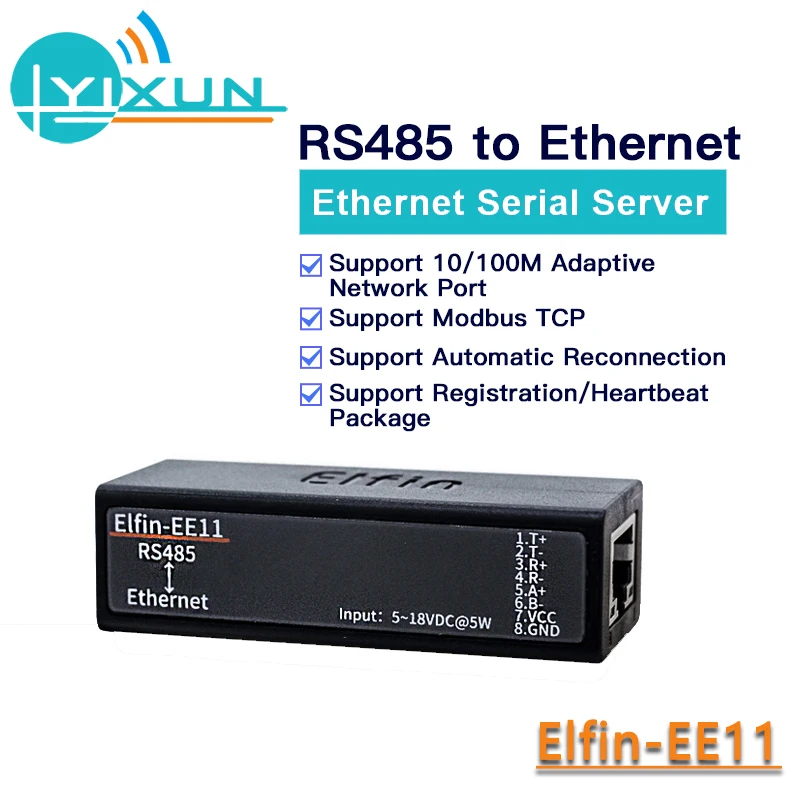 Преобразователь модуля последовательного порта RS485 в Ethernet со встроенным веб-сервер HF Elfin-EE11 поддержка Modbus TCP
Преобразователь модуля последовательного порта RS485 в Ethernet со встроенным веб-сервер HF Elfin-EE11 поддержка Modbus TCP