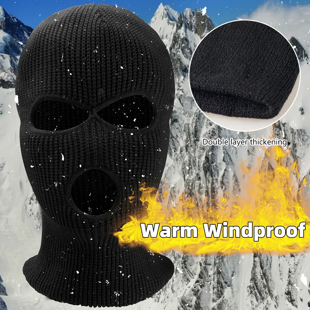 

Full Face Cover Ski Mask Hat 3 Holes Army Tactical Balaclava CS Windproof Knit Beanies Bonnet Winter Warm Cycling Caps