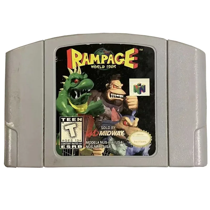 RAMPAGE WORLD TOUR N64 Game Card Series Is Suitable for N64 Version, American English Version and Japanese Animation Toy Gift.
RAMPAGE WORLD TOUR N64 Game Card Series Is Suitable for N64 Version, American English Version and Japanese Animation Toy Gift.