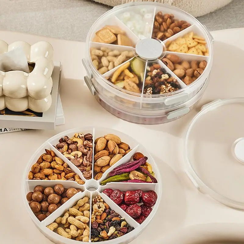 

Divided Serving Tray With Lid Snack Fruit Divided Plate Box Candy Platter Compartment Storage Food Nut Dried Snacks Plastic Dish
