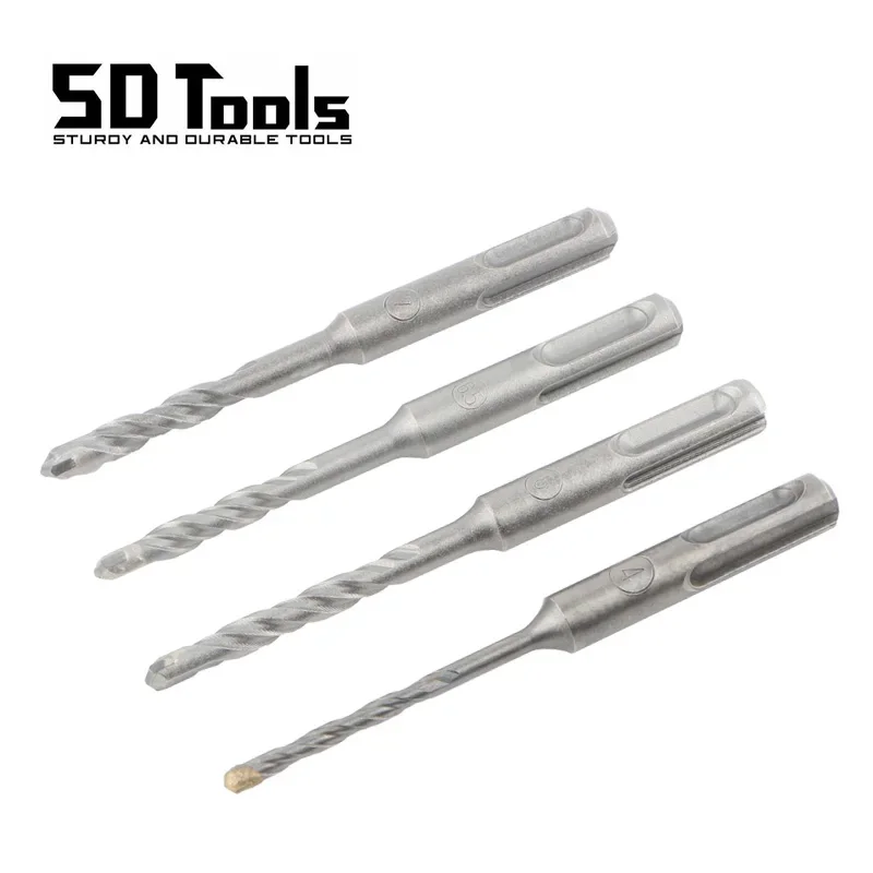 

Concrete SDS Plus Drill Bits Set Length 110mm Carbide Steel Flat Tip Twin Spiral Electric Hammer Drill Bits For Masonry Drilling