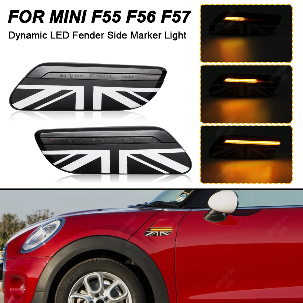 UK Union Jack Style For Mini Cooper F55 F56 F57 LCI2 2014- Dynamic LED Turn Signal Blinkers Indicator Side Marker Light Lamp
UK Union Jack Style For Mini Cooper F55 F56 F57 LCI2 2014- Dynamic LED Turn Signal Blinkers Indicator Side Marker Light Lamp