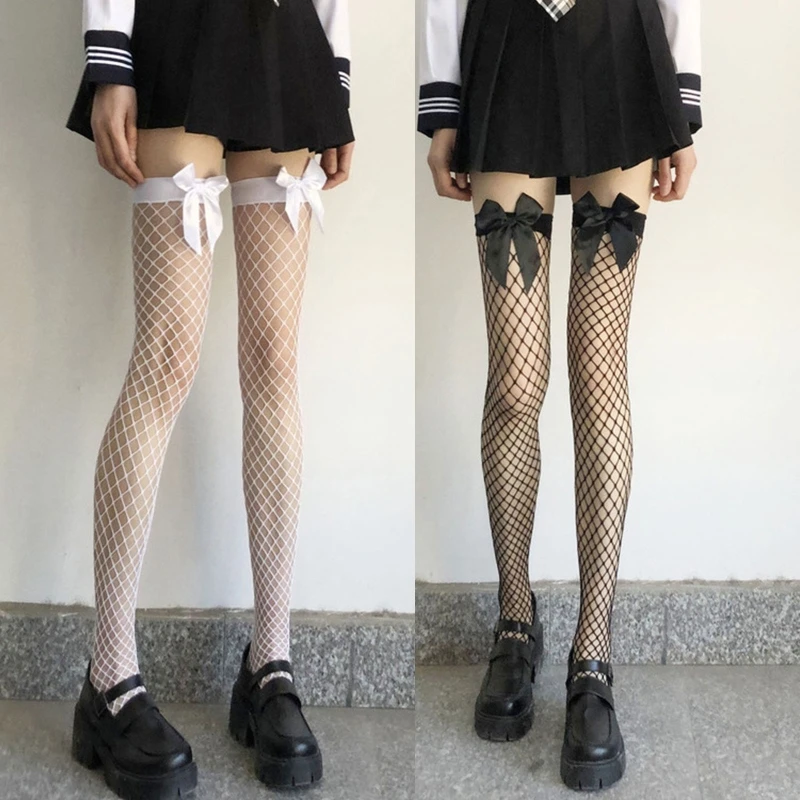 Women Sexy Fishnet Thigh High Stockings with Sweet Bowknot Japanese Anime Hollow Out for Cross Mesh Dropshipping
Women Sexy Fishnet Thigh High Stockings with Sweet Bowknot Japanese Anime Hollow Out for Cross Mesh Dropshipping