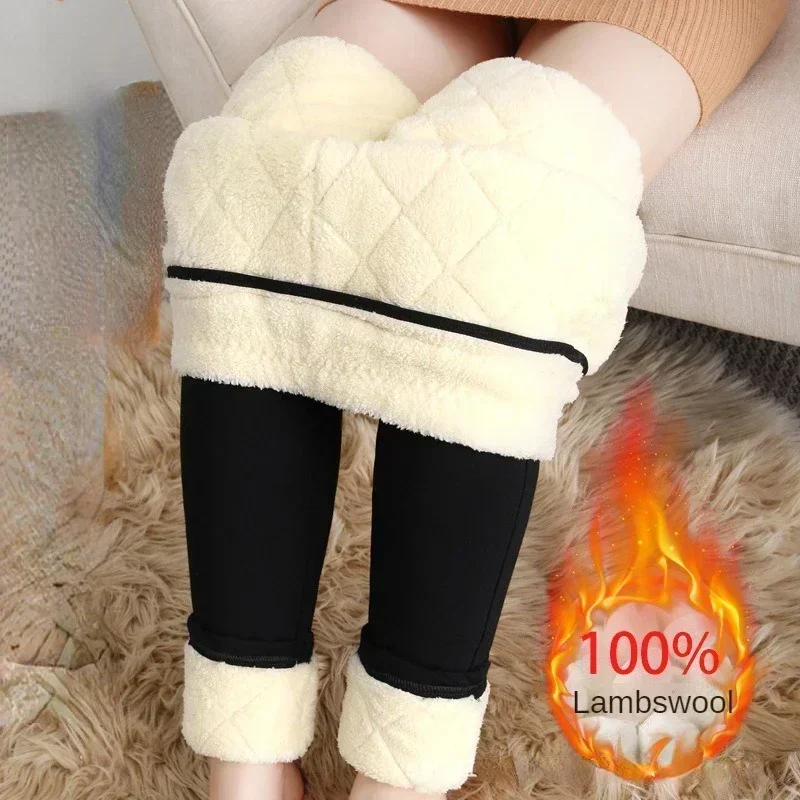 

Extra Thick Lamb Wool Thermal Leggings for Women Winter Camel hair Thermal Tights Woman Plus Velvet Thicken Women's Warm Legging