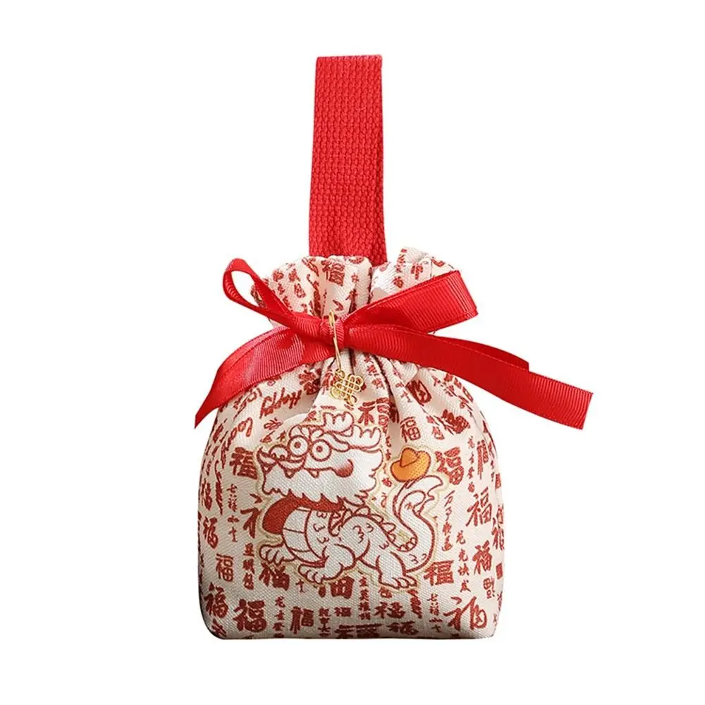 

Вместительная Новогодняя сумка на шнурке, красная сумка с бантом, сумка для хранения, праздничная сумка для сахара, сумка-мешок в Корейском стиле