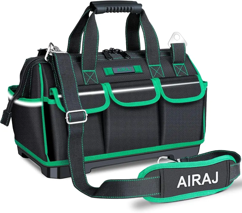 

AIRAJ 16 Inch Tool Bag with Night Reflector Strip, Waterproof Tool Storage Bag has Adjustable Shoulder Straps