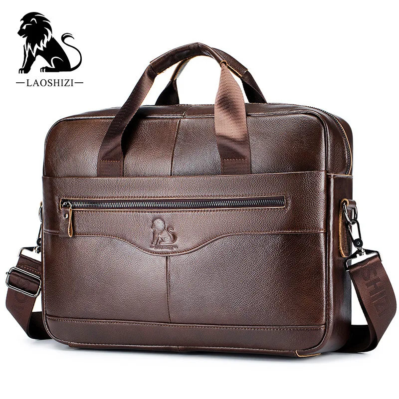 

Cowhide Laptop Bag Large Capacity Leather Men's Briefcase Vintage First Layer Cowhide Document Bag expanding file folder folders