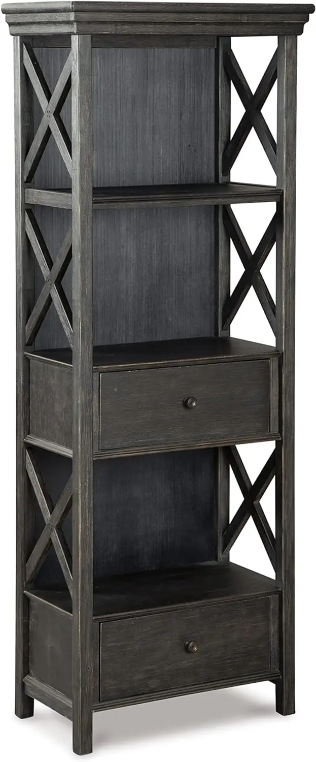 

Signature Design by Ashley Tyler Creek Farmhouse 75" Display Cabinet or Bookcase with Drawers, Almost Black