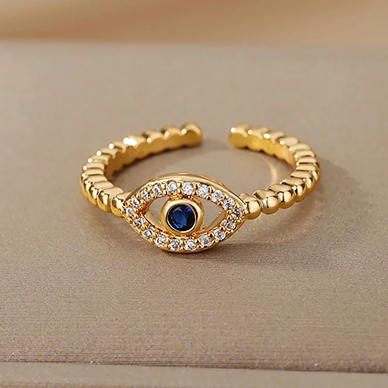 Blue Zircon Evil Eye Rings for Women Turkish Style Open Stainless Steel Lucky Finger Ring Wedding Couple Jewelry anillos mujer
Blue Zircon Evil Eye Rings for Women Turkish Style Open Stainless Steel Lucky Finger Ring Wedding Couple Jewelry anillos mujer