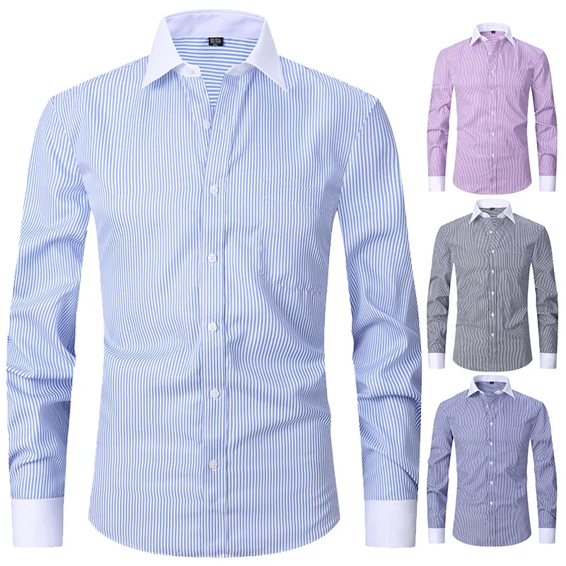 Spring Summer New Business Shirts Non-iron Men's Shirt Long Sleeve Shirts Solid Stripe Man Clothes Men Shirt
Spring Summer New Business Shirts Non-iron Men's Shirt Long Sleeve Shirts Solid Stripe Man Clothes Men Shirt