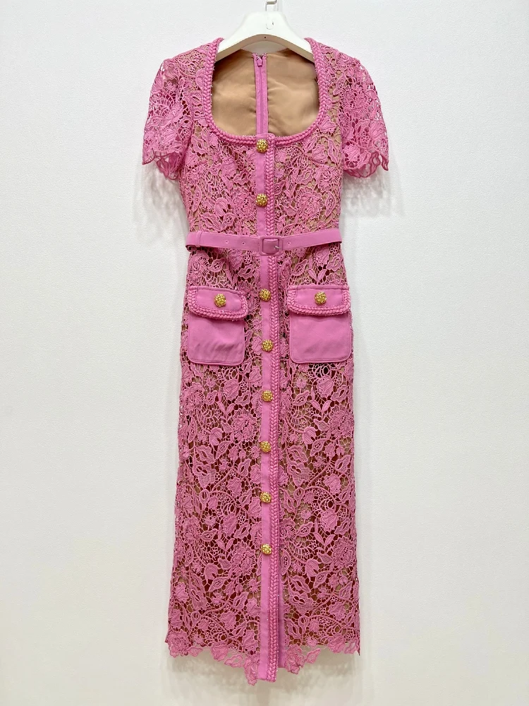 2023 Spring Summer Brand New Designer Women's High Quality Hollow-out Lace Belt Dress F224
2023 Spring Summer Brand New Designer Women's High Quality Hollow-out Lace Belt Dress F224