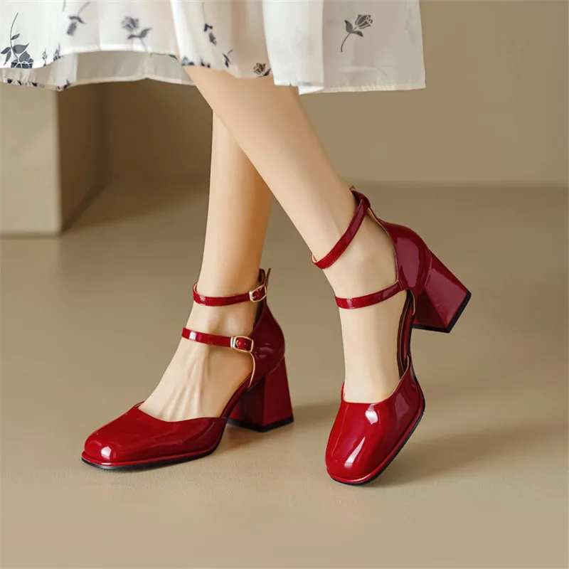 Patent Leather Summer Sandals Shoes for Women Cover Toe Sandals French Square Toe Chunky Heel Women Shoes Zapatos Mujer Handmade
Patent Leather Summer Sandals Shoes for Women Cover Toe Sandals French Square Toe Chunky Heel Women Shoes Zapatos Mujer Handmade