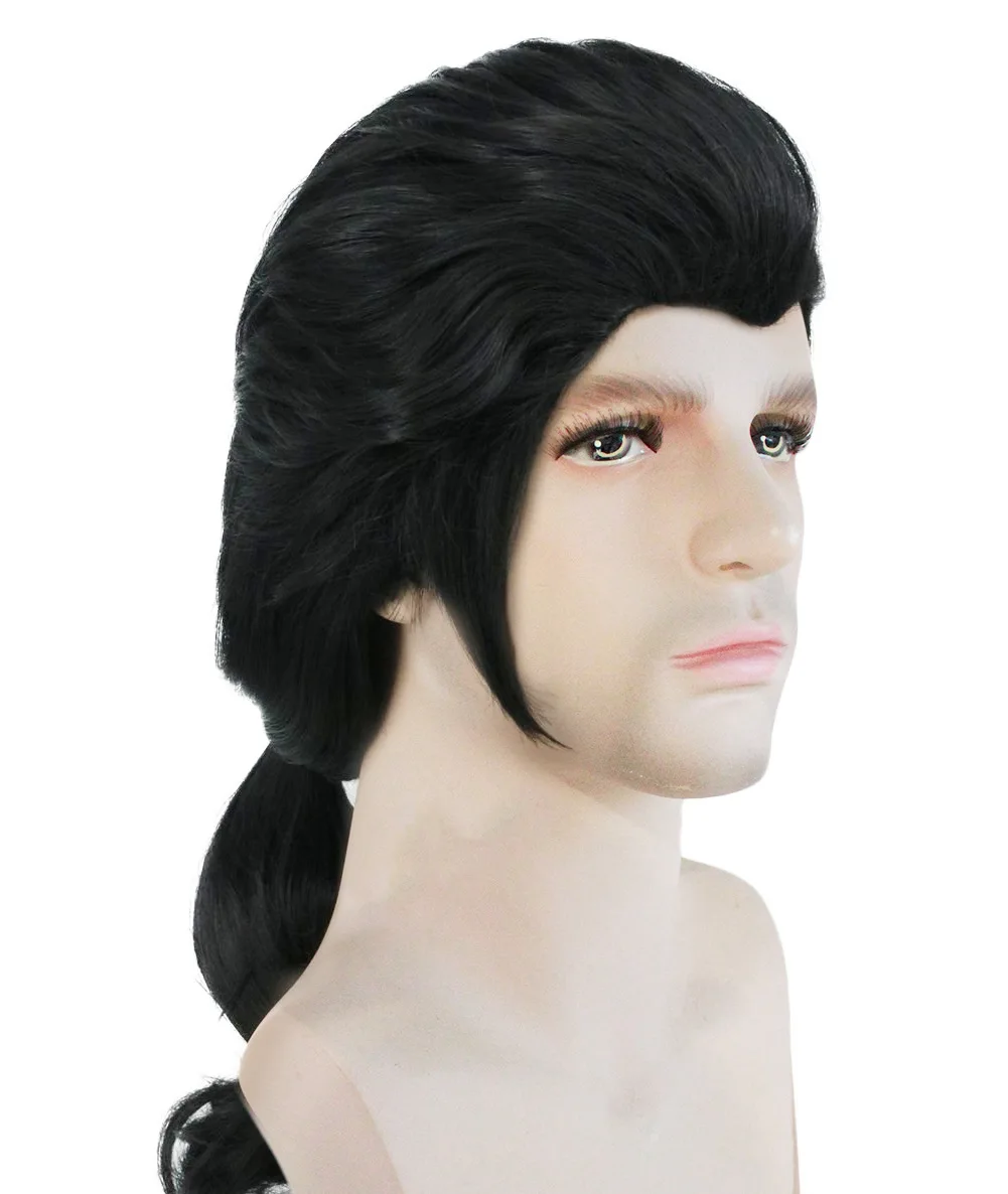 

Beast Boy Wig Prince Gaston Wig Black Short Curly Wig Men Cosplay Halloween Role Play Synthetic Hair + Wig Cap