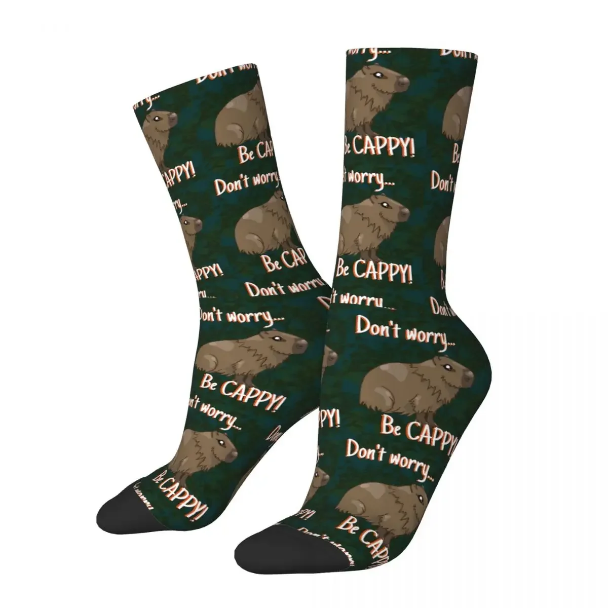 

Hip Hop Retro Be Cappy Crazy Men's Socks Capybara Unisex Street Style Seamless Printed Funny Happy Crew Sock Boys Gift