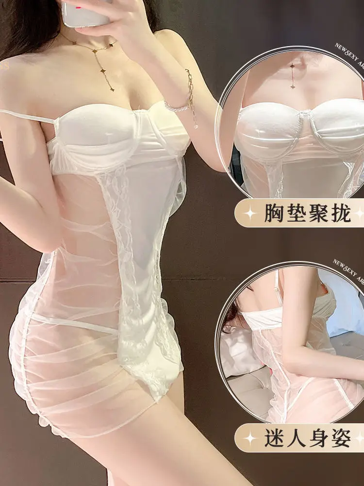 Lingerie Fashion Sexy Mesh Transparent Chest Pad Pajama Mature Charm Elegant Gentle Pleated Steel Ring Hanging Dress Home 0HO6
Lingerie Fashion Sexy Mesh Transparent Chest Pad Pajama Mature Charm Elegant Gentle Pleated Steel Ring Hanging Dress Home 0HO6