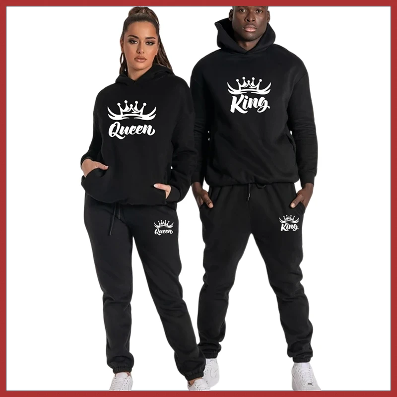 King and Queen Print Tracksuit Set Fashion Couples Hoodies Set Solid Color Hoodie and Pant Set Couple Matching Clothes
King and Queen Print Tracksuit Set Fashion Couples Hoodies Set Solid Color Hoodie and Pant Set Couple Matching Clothes