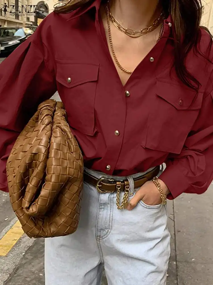 2023 ZANZEA Fashion Women Lapel Neck Long Sleeve Shirt Stylish Autumn Cargo Tops Loose Party Work Blusas Chemise Casual Blouse
2023 ZANZEA Fashion Women Lapel Neck Long Sleeve Shirt Stylish Autumn Cargo Tops Loose Party Work Blusas Chemise Casual Blouse
