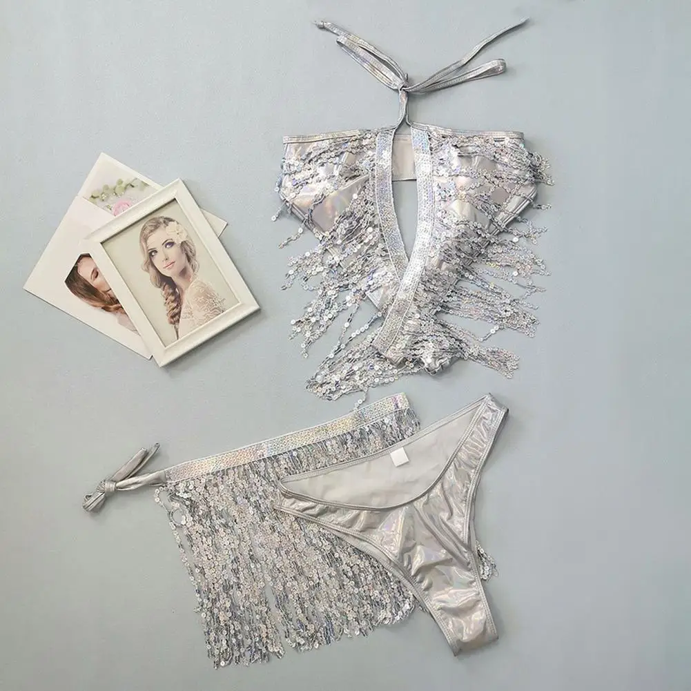 Sexy Swimsuit Sparkling Tassel Bikini Set with High Waist Sequins Wrap Skirt Sexy Three-piece Swimsuit for Women Sexy V-neck
Sexy Swimsuit Sparkling Tassel Bikini Set with High Waist Sequins Wrap Skirt Sexy Three-piece Swimsuit for Women Sexy V-neck