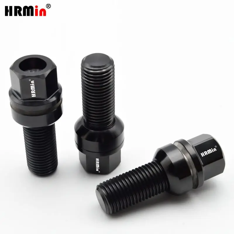 

HRMin High quality M14*1.5*28-45mm Gr.5 titanium Ball seat free washer wheel hub bolt titanium bolt 10ps /20ps For VW AUDI