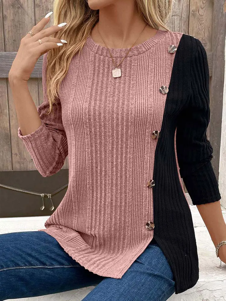 

Осень 2023, вязаный свитер, женский джемпер с длинным рукавом, Женский пуловер, женский свободный свитер на пуговицах с круглым вырезом для женщин