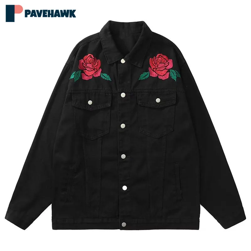 Fashion Men's Denim Coat Rose Printed Single Breasted Varsity Cowboy Jacket Coats Autumn 2023 New Y2k Japanese Streetwear Unisex
Fashion Men's Denim Coat Rose Printed Single Breasted Varsity Cowboy Jacket Coats Autumn 2023 New Y2k Japanese Streetwear Unisex