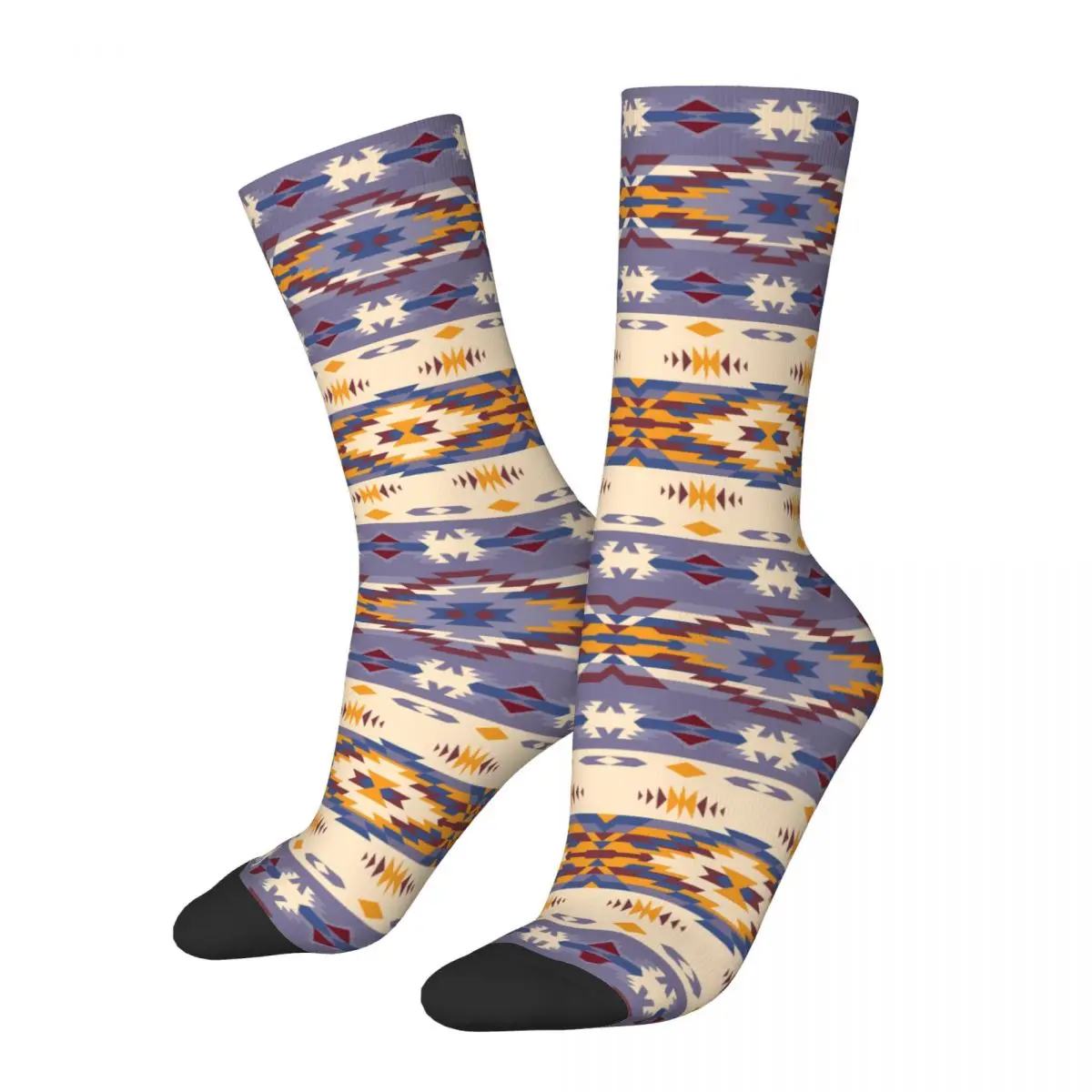 

Colorful Native Aztec Navajo Pattern Sports Socks Southwest Tribal Ethnic Design Polyester Middle Tube Socks for Unisex