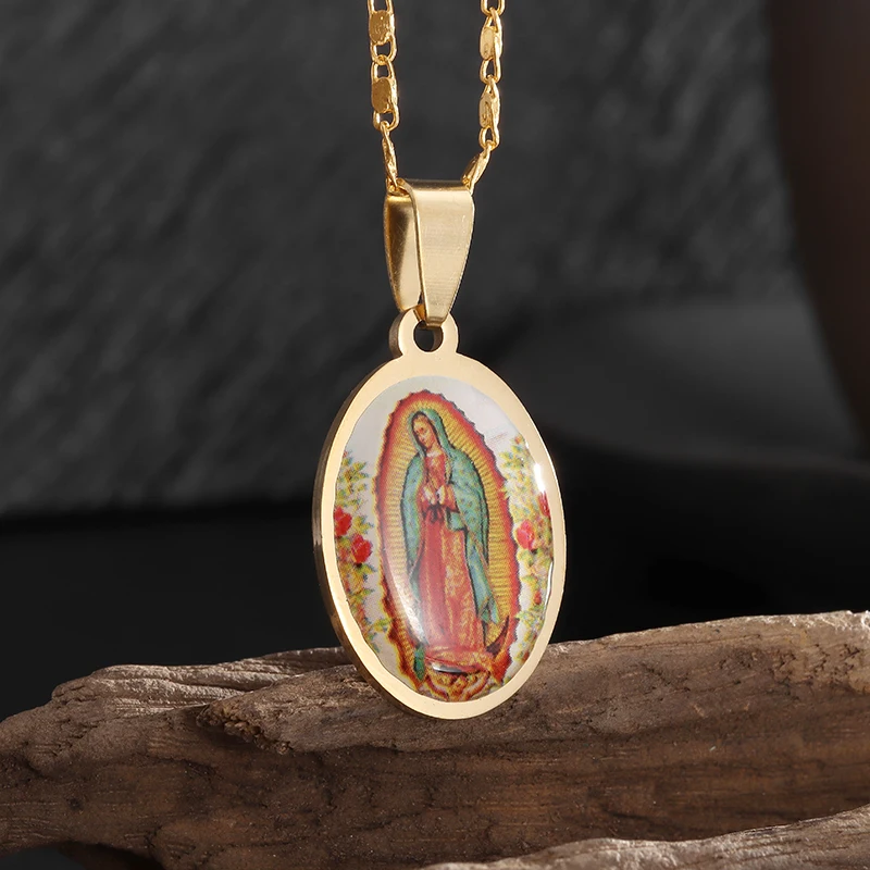 Stainless Steel Catholic Virgin Mary Blessing Pendant Necklace Men Women Christian Religious Amulets Jewelry Gifts
Stainless Steel Catholic Virgin Mary Blessing Pendant Necklace Men Women Christian Religious Amulets Jewelry Gifts