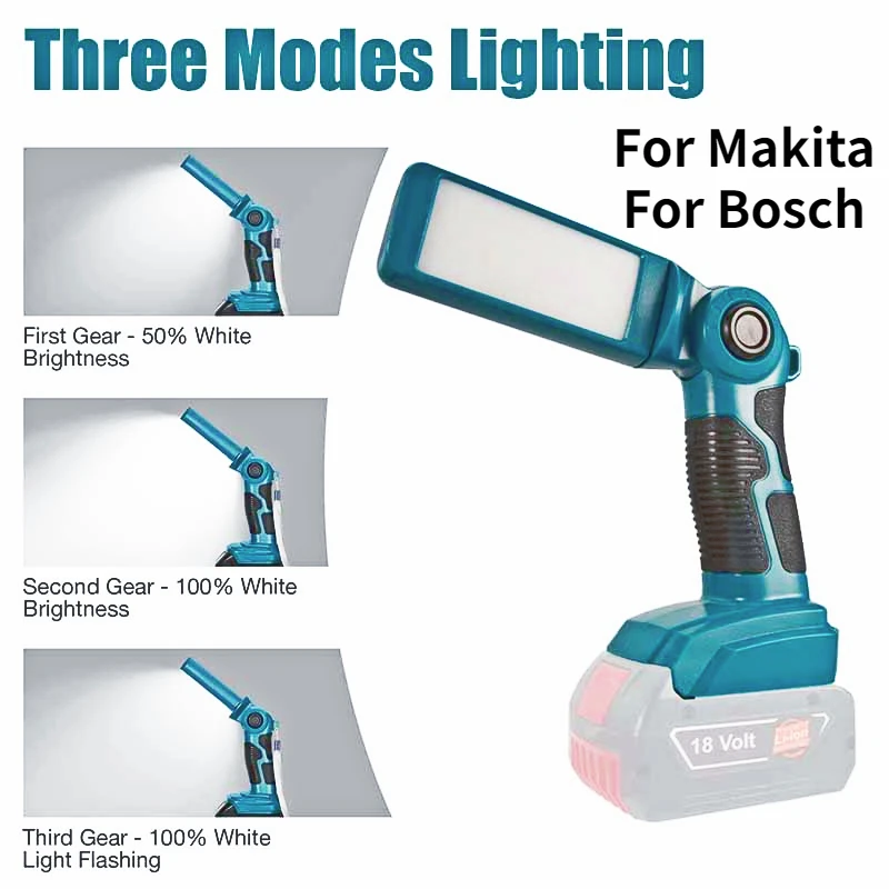12W Work Light LED Light Portable Outdoor Light 14.4V-18V for Makita/Bosch 18V Li-Ion Battery Tool Light
12W Work Light LED Light Portable Outdoor Light 14.4V-18V for Makita/Bosch 18V Li-Ion Battery Tool Light
