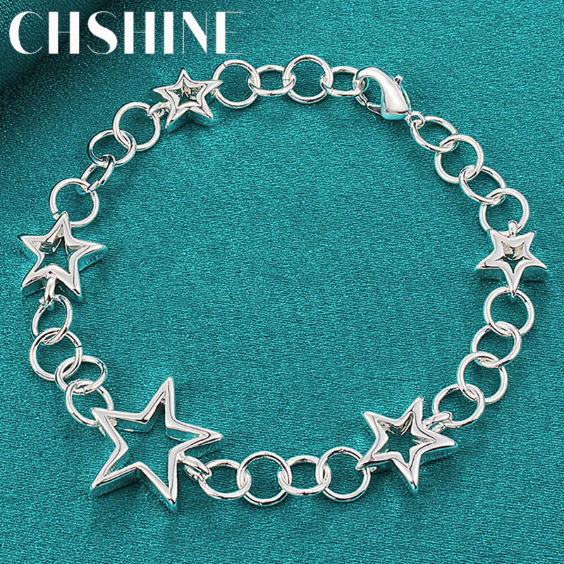 CHSHINE 925 Sterling Silver Hollow Star Charm Chain Bracelet For Woman Fashion Wedding Engagement Party Jewelry
CHSHINE 925 Sterling Silver Hollow Star Charm Chain Bracelet For Woman Fashion Wedding Engagement Party Jewelry