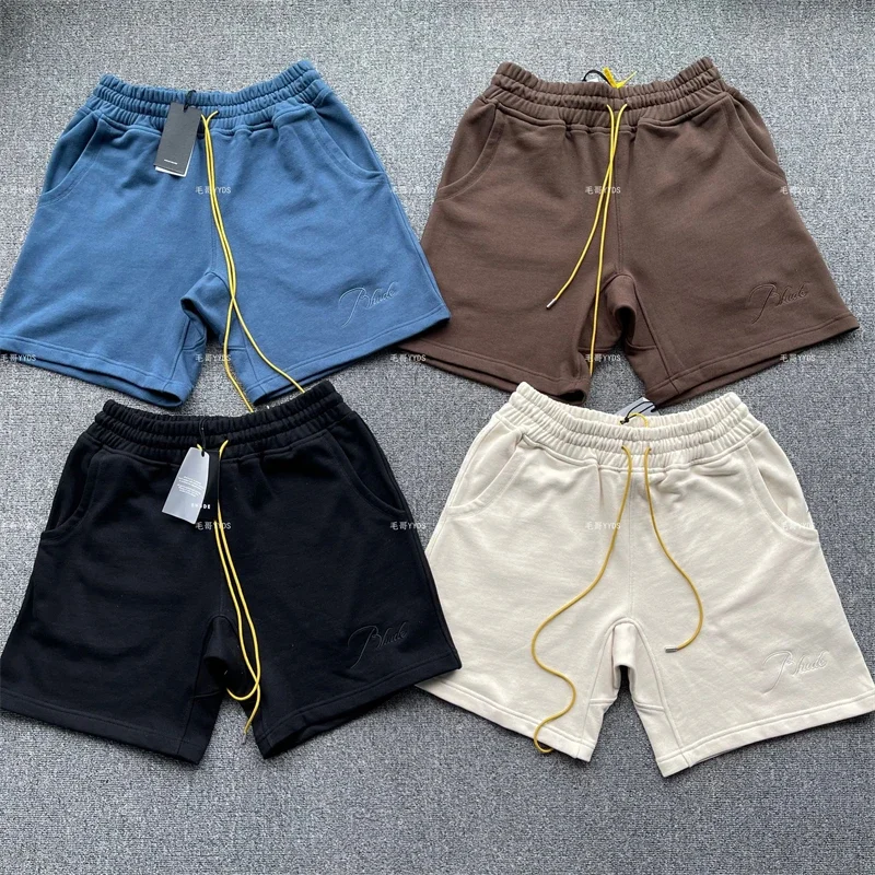 

Cotton shorts Rhude Letter Logo Embroidered Drawstring Shorts Men Women 1:1 Best Quality Breeches Inside Tag