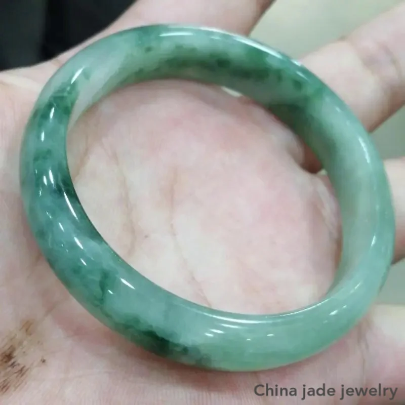 

100% Grade A Certified Jade Bangles Women Genuine Natural Myanmar Jadeite Ice Floating Flower Burma Jades Bangle Fine Jewelry