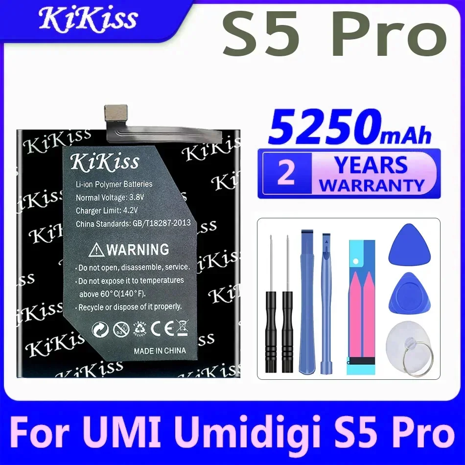 

Аккумулятор KiKiss для UMI Umidigi S5 Pro S5Pro, 5250 мАч, Новые запасные части, аксессуары для телефона, аккумуляторы с инструментами