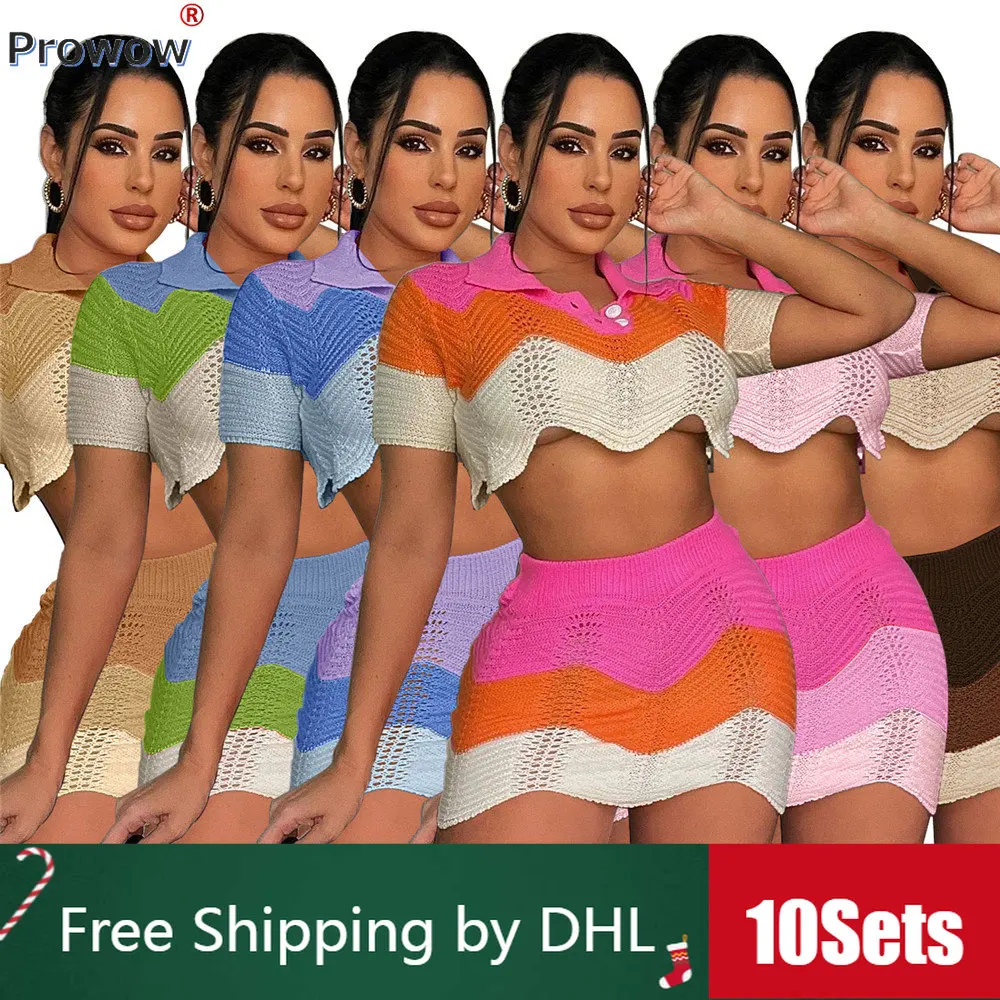 10 Sets Bulk Knit Women Skirt Sets Cute Polo Collar Crop Top Mini Patchwork Skirts 2023 Summer Casual Lady Outfit Wholesale 9626
10 Sets Bulk Knit Women Skirt Sets Cute Polo Collar Crop Top Mini Patchwork Skirts 2023 Summer Casual Lady Outfit Wholesale 9626