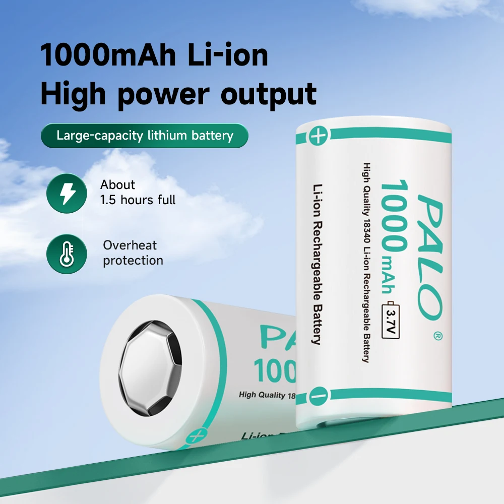 

PLAO 2-32pcs 18350 3.7V Lithium Battery 1000mAh 18350 Li-ion Rechargeable Batteries for Flashlights Doorbells Camera