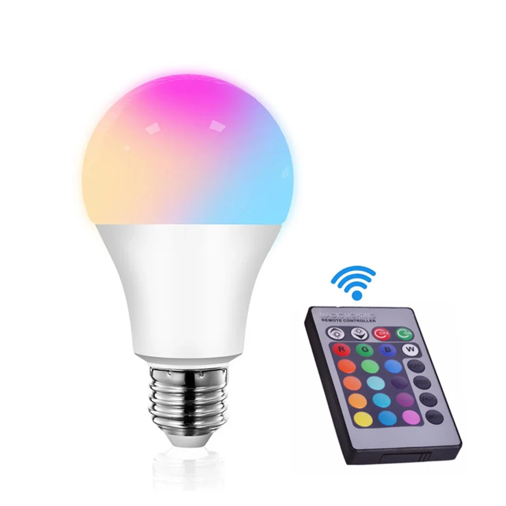 

E27 Lamp Bulb RGB Bulbs Spotlight Bombillas LED 5W 10W 15W IR Remote Control Led Bulb 5050 SMD 85-265V Dimmable Magic Light Bulb