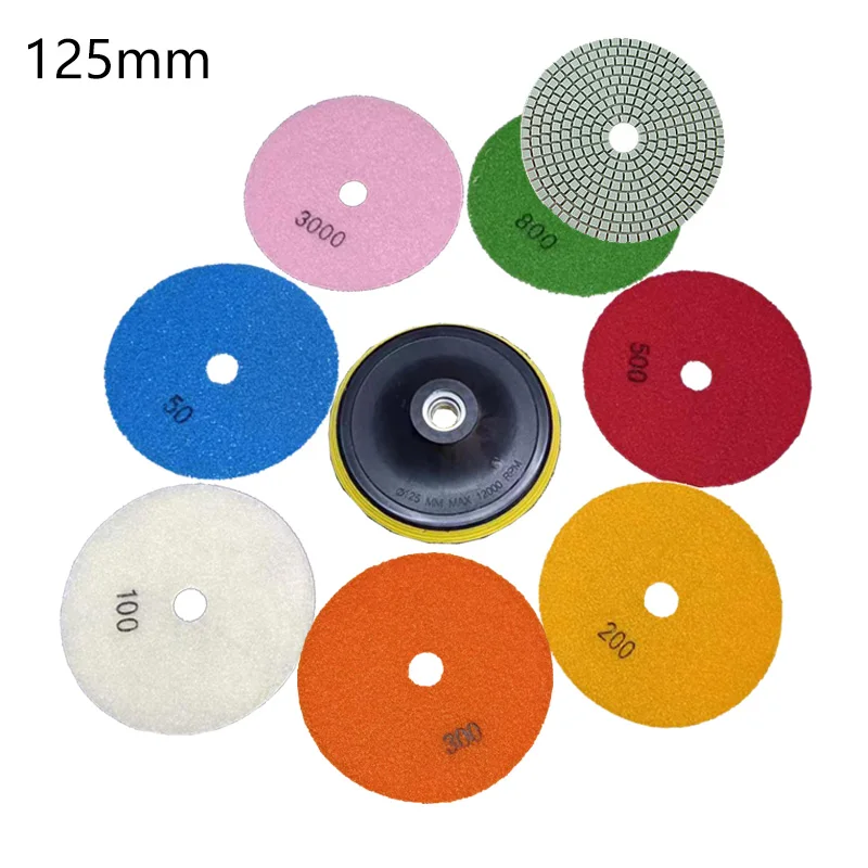 8pcs 5 inch 125mm Diamond Polishing Pads Kit Wet/Dry for Granite Stone Concrete Marble Polishing Use Grinding Discs Set
8pcs 5 inch 125mm Diamond Polishing Pads Kit Wet/Dry for Granite Stone Concrete Marble Polishing Use Grinding Discs Set