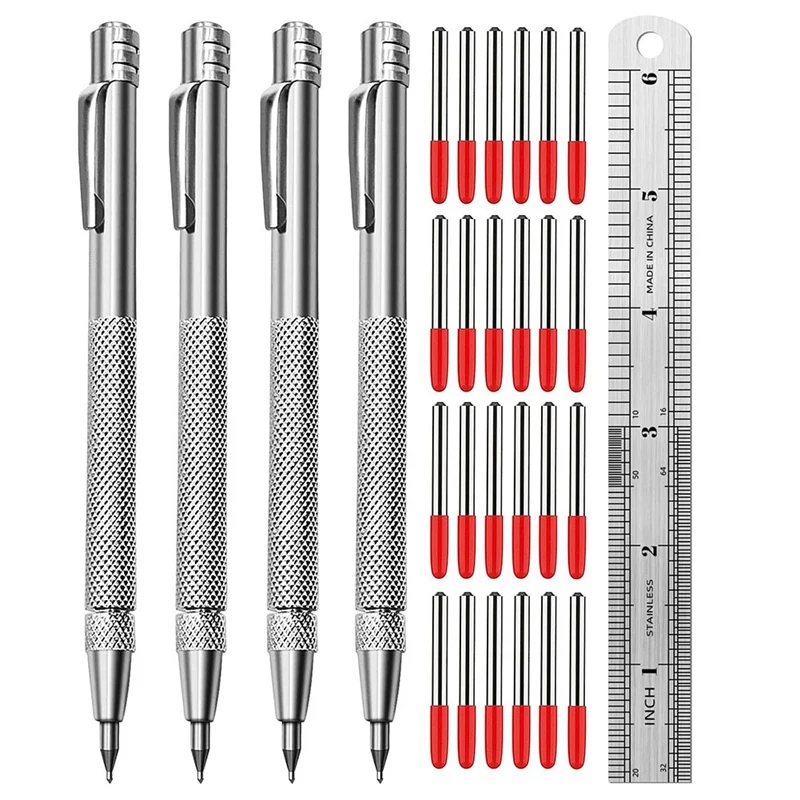 Tungsten Carbide Scriber With Magnet, Metal Scribe, With Extra 24 Replacement Marking Tip And Steel Ruler Silver Metal 4PCS
Tungsten Carbide Scriber With Magnet, Metal Scribe, With Extra 24 Replacement Marking Tip And Steel Ruler Silver Metal 4PCS