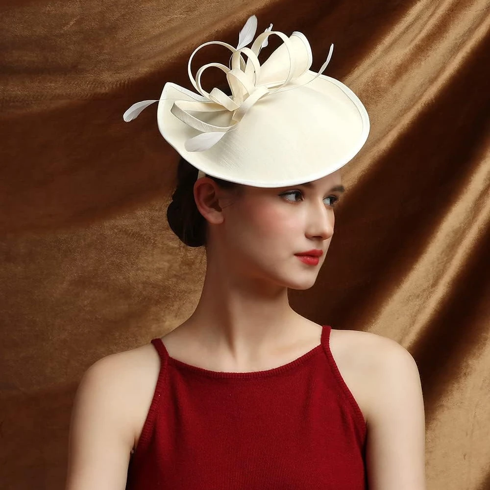 

Fascinator Feather Tea Party Pillbox Derby Hat Cocktail Wedding Bridal Fascinators Headband for Women