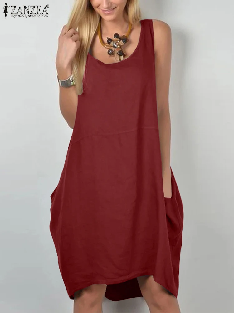 2023 ZANZEA Summer Elegant Knee Length Sundress Woman Fashion Sleeveless Dress Female U-Neck Solid Color Party Robe Oversized
2023 ZANZEA Summer Elegant Knee Length Sundress Woman Fashion Sleeveless Dress Female U-Neck Solid Color Party Robe Oversized