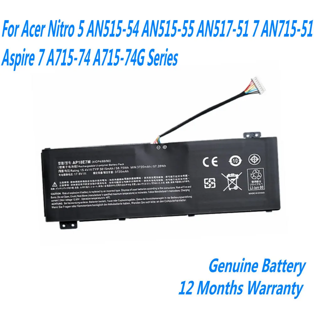 

New AP18E7M AP18E8M Laptop Battery For Acer Nitro 5 AN515-54 AN515-55 AN517-51 7 AN715-51 Aspire 7 A715-74 A715-74G Series