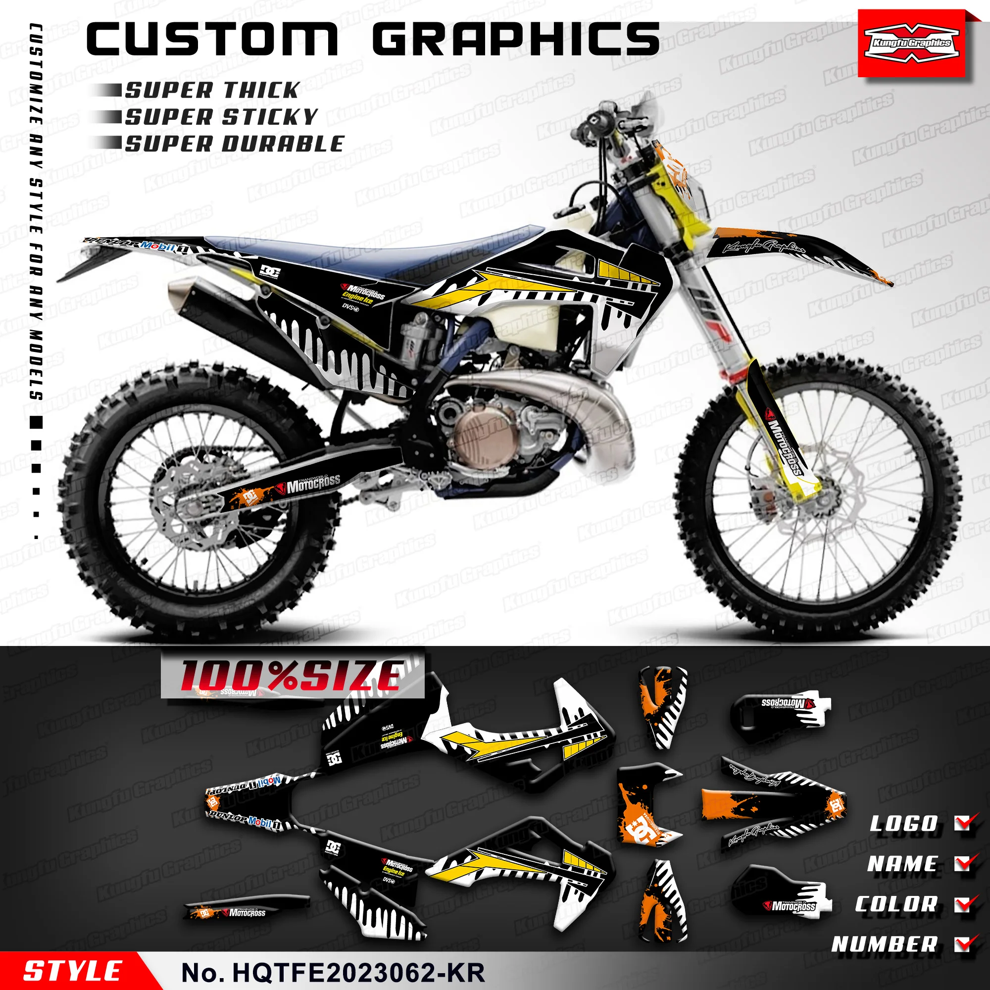 

KUNGFU GRAPHICS Racing Graphics Vinyl Wrap for Husqvarna TE FE TC FC TX FX FS 2019-2023, HQTFE2023062-KR